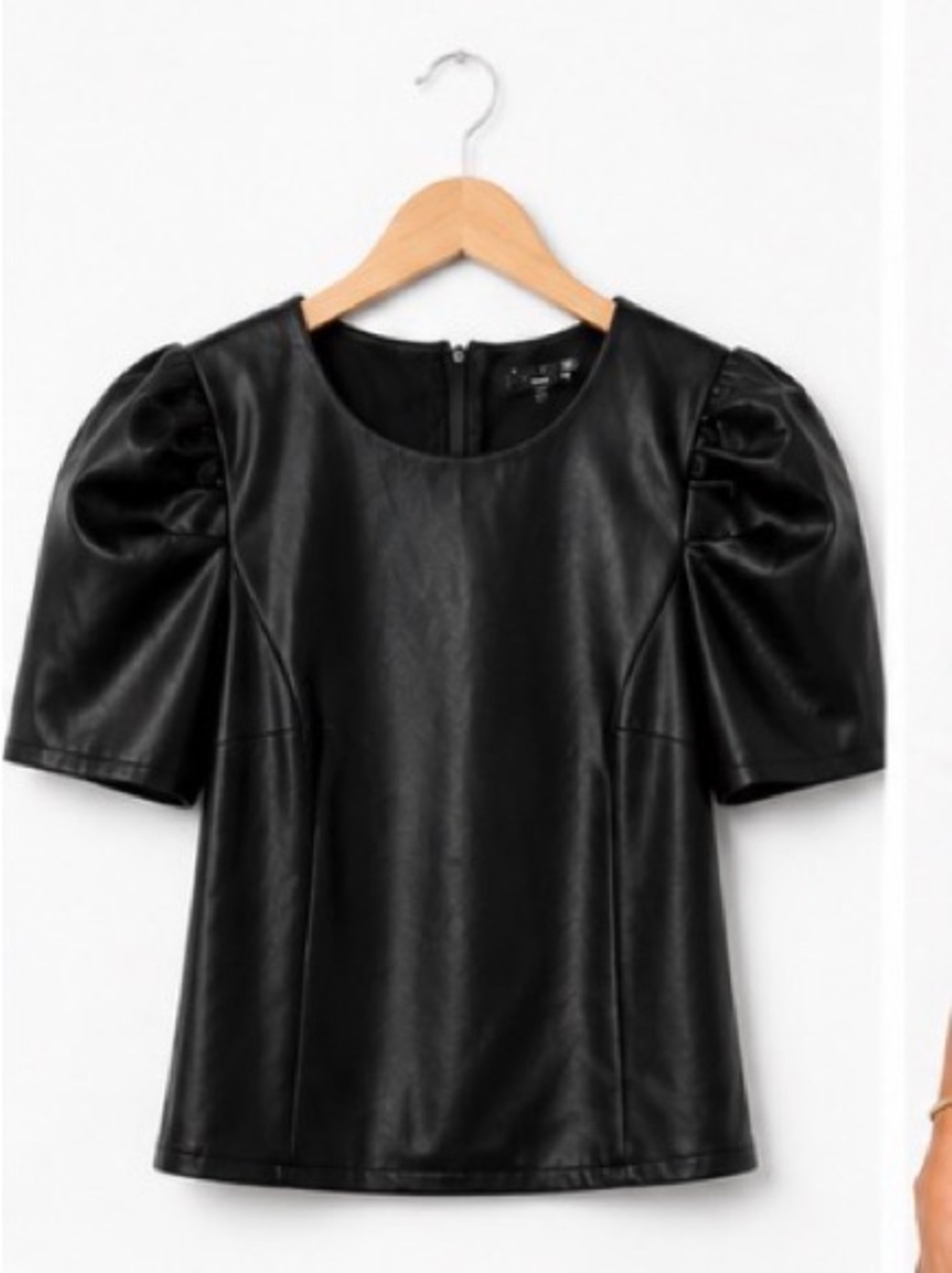 💙Midnight Muse Faux Leather Puff Sleeve Top